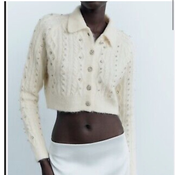 NWT Zara embellished crop sweater - Picture 2 of 5